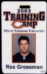 2003 Rex Grossman Chicago Bears Training Camp Badge