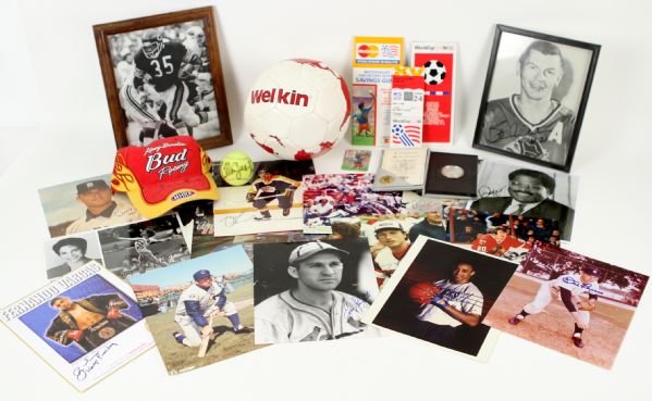 1970s-2000s Giant Memorabilia Lot w/ Signed Items Richard Petty Bobby Full Ryne Sandberg Binders Fill of Sports Cards and More