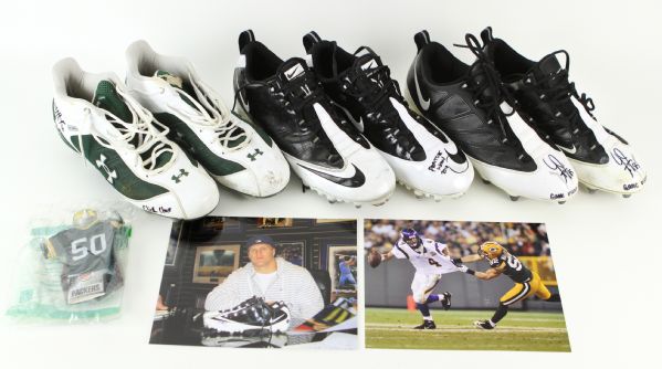 2008-10 Clay Matthews Greg Jennings AJ Hawk Green Bay Packers Signed Game/Practice Worn Cleats - Lot of 3 (MEARS LOA/JSA)