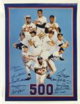 1988 Ron Lewis 500 Home Run 16" x 24" Print w/ 10 Signatures Mantle Williams Aaron (JSA)