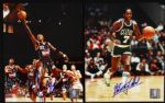 1970's-2000's Signed NBA Hall of Fame Star 8 x 10 Photo Collection w/ Olajuwon Thomas Ewing - Lot of 8