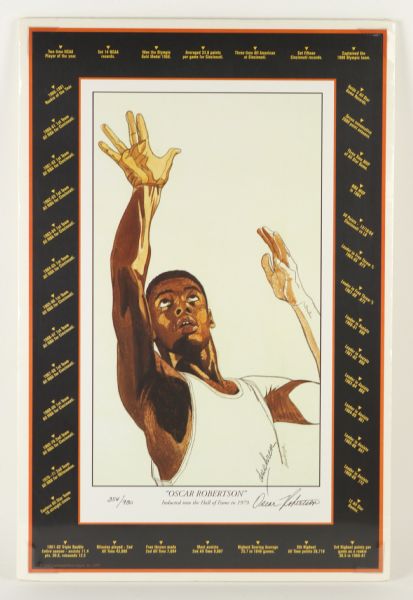 1995 Oscar Robertson Milwaukee Bucks Signed 15" x 24" Career Accomplishments Lithograph (JSA) 354/980