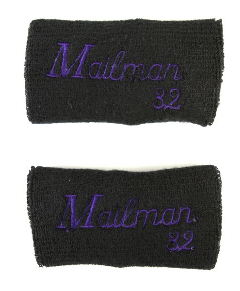 2003 circa Karl Malone Utah Jazz Custom "Mailman 32" Wrist Bands (MEARS LOA)