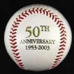 1953-2003 50 year anniversary Hank Aaron Milwaukee Braves Signed (JSA)