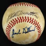 1974-83 Jack Dittmer & Eddie Mathews Braves Multi-Signed OAL (MacPhail) Baseball (JSA)