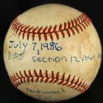 1986 Roger Clemens New York Yankees Game Used OAL (Brown) Baseball (JSA) 