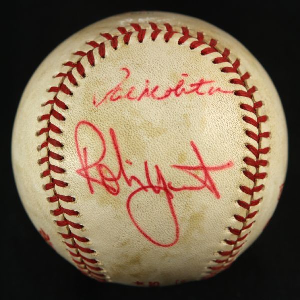 1982 Robin Yount Paul Molitor Autographed Milwaukee Brewers Game Used Official World Series (Kuhn) Baseball (JSA)