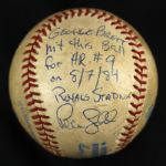1984 George Brett Kansas City HR #9 Autographed Game Used OAL (Brown) Baseball 