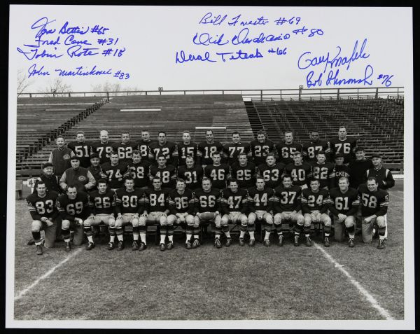 1956 Green Bay Packers Team Signed 8x10 B&W Photo - (9 Signatures) (JSA)