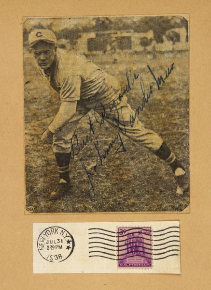 1938 Johnny Vander Meer Cincinnati Reds Signed 3x5 Newspaper Clipping (JSA)
