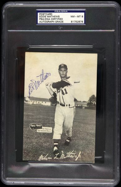 1954-1956 Eddie Mathews Milwaukee Braves Spic & Span Signed Card (PSA/DNA)