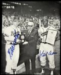 1980s Eddie Mathews Hank Aaron Milwaukee Braves Signed 8x10 B&W Photo (JSA)