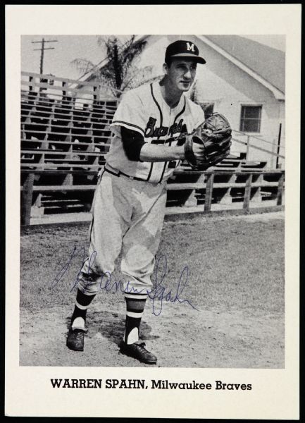 1960-65 Milwaukee Braves Warren Spahn 5"x7" Autographed Photo (JSA)