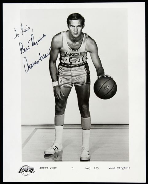1970s Jerry West Los Angeles Lakers Signed B&W 8x10 Official Team Photo (JSA)