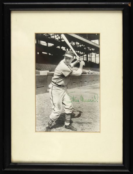 1950s Stan Musial St. Louis Cardinals 5x7 B&W Signed Photo (Framed and Matted) "Early Green Ink" (JSA) 