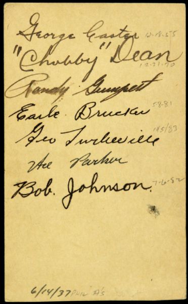 1937 Philadelphia Athletics Partial Team Signed 3”x5” Card (JSA) 7 signatures