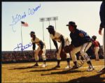 1975-76 Hank Aaron Jim Slaton Bill Castro Milwaukee Brewers Signed 8x10 Color Photo (JSA)