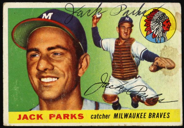 1955 Jack Parks Milwaukee Braves Signed Topps Card (JSA)