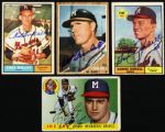 1950-60s Howie Bedell Del Crandall Joey Jay Carl Willey Signed Topps Card (Lot of 4) (JSA)