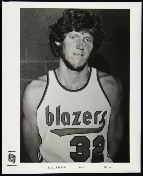 1974-77 Bill Walton Portland Trailblazers B&W 8x10 Photo