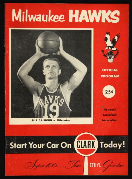 1953-54 Milwaukee Hawks Official NBA Scorecard