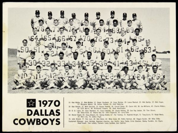 1970 Dallas Cowobys 6”x8” B&W Promotional Photo with Facsimile Signatures