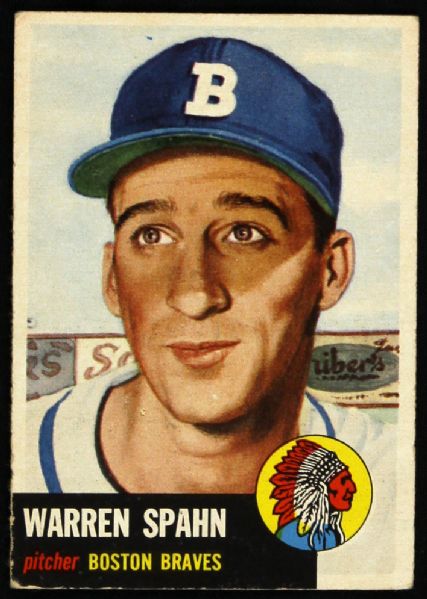 1953 Warren Spahn Boston Braves Topps Card #147 (VG)