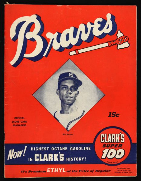 1953 Milwaukee Braves Inaugural Season Program with Billy Bruton Cover