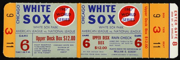 1967 Chicago White Sox Phantom World Series Full Ticket