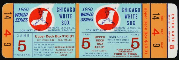 1960 Chicago White Sox World Series Game 5 Phantom Ticket