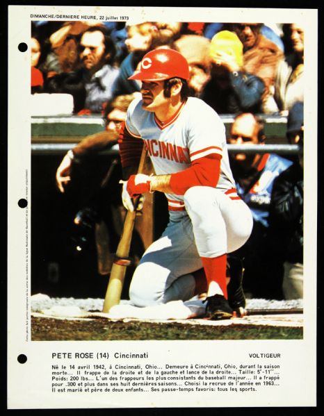1973 French Pete Rose Cincinnati Reds 8x10 Color Premium Photo “Rare”