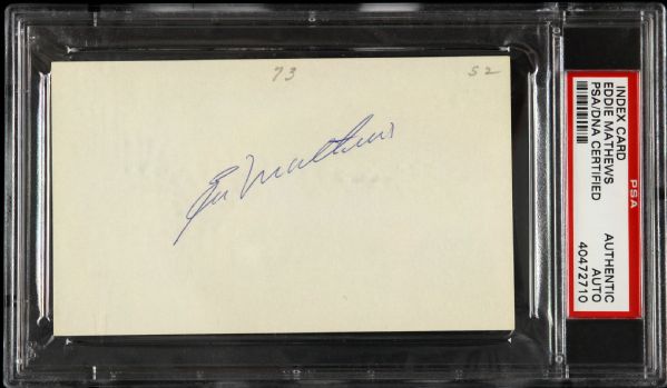 1952-73 Eddie Mathews Milwaukee Braves Signed 3x5 Index Card (PSA/DNA Slabbed)