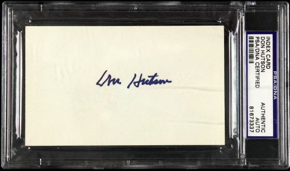 1980s Don Hutson Green Bay Packers Signed 3x5 Index Card (PSA/DNA Slabbed)