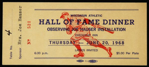 1968 Wisconsin Athletic Hall of Fame Dinner Observing Joe Hauser Installation