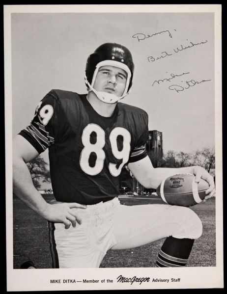 1960s Mike Ditka Chicago Bears MacGregor Advisory Staff 8x10 B&W Photo (JSA)
