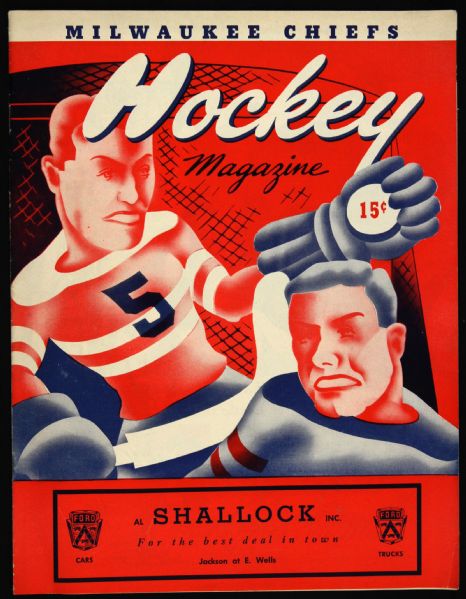 1952-54 Milwaukee Chiefs Hockey Program vs. Toledo Mercurys