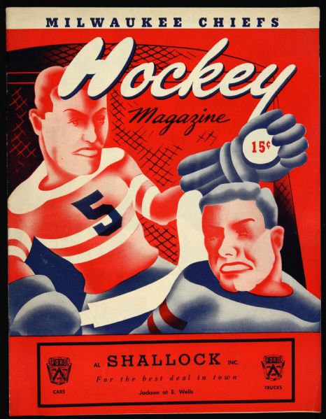 1952-54 Milwaukee Chiefs Hockey Program vs. Toledo Mercurys