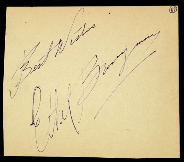 1950s Ethel Barrymore Secretarial Signed 5”x5” album page 