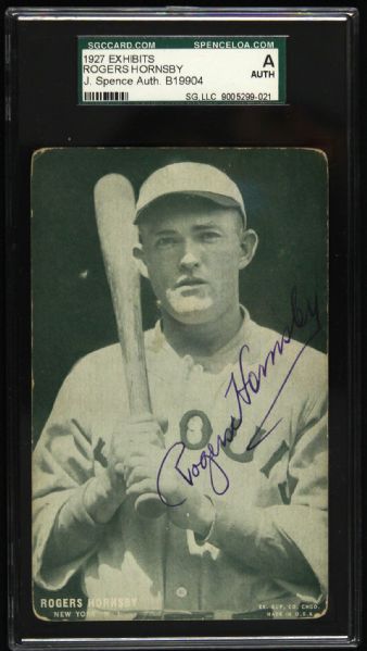1927 Rogers Hornsby St. Louis Browns Exhibit Card (Spence / SGC Graded)