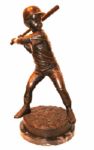1980s 40" Large Figural Boy Holding a Baseball Bat Statue Cast Brass