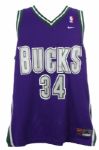 2000 circa Tim Thomas Ray Allen Milwaukee Bucks Store Model Jersey (2)