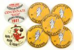 1960s-70s Pinback Button Collection – Milwaukee Brewers Barrel Man (5) St. Louis Cardinals (1) 1961 Cincinnati Reds (Lot of 7)