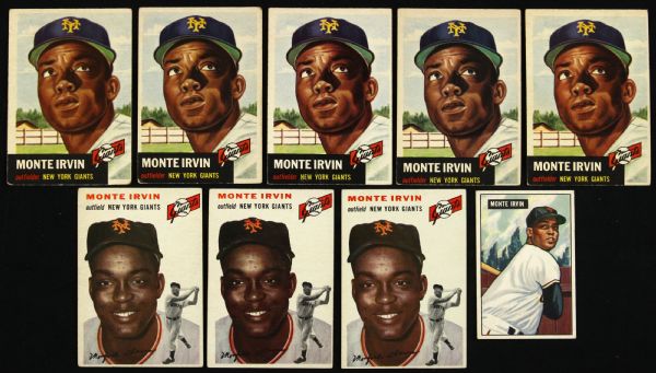 1951 (1), 1953 (5), 1954 (3) Monte Irvin Bowman/Topps Baseball Card Lot (9)