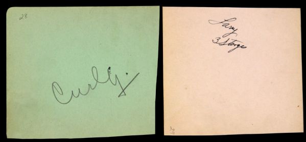 1940s Curly, Moe (3 Stooges Inscription), Larry (3 Stooges Inscription) Album Pages (JSA)