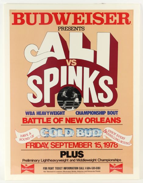 1978 Muhammad Ali Leon Spinks Budweiser Promotional On Site 21”x28” Poster
