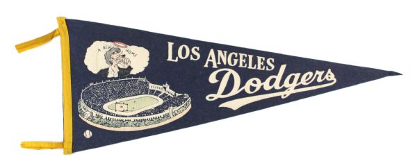 1958 Los Angeles Dodgers Inaugural Season Brooklyn Bum “A New Home” 29” Full Size Pennant