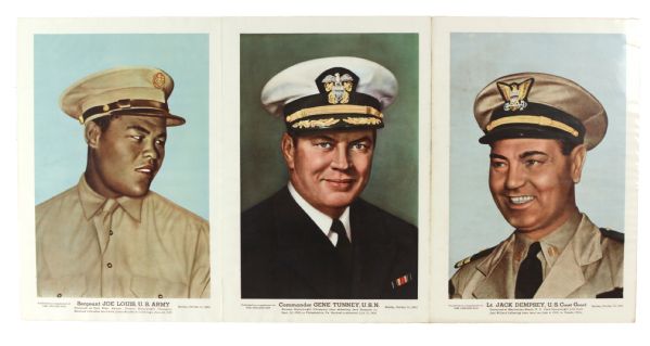 1942 (Sunday, October 22) Boxers in Military, WW2 (Joe Louis, Gene Tunney, Jack Dempsey) 15"x30” Published as a Supplement to the Chicago Sun Premium Photo