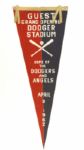 1962 Guest Grand Opener Dodger Stadium Home of the Dodgers and Angels April 9, 1962 29” Pennant