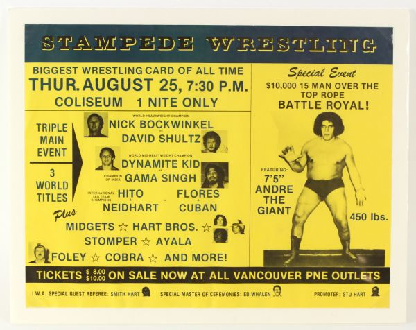 1980s Andre the Giants (450 LBS.) Battle Royal Onsite 18”x22” Poster