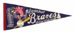 1957-58 Milwaukee Braves National League Champs Dancing Indians Scroll Roster 29” Pennant
